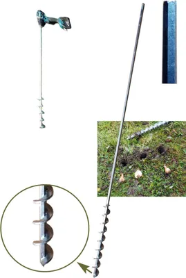 Produktbild von Erdbohrer 30 mm 3 cm - 1m für Akkuschrauber oder Bohrmaschine Handgriff - ohne Handgriff