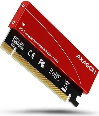 Obrázek produktu pro Axagon PCEM2-S, PCIe, M.2, Nízký profil, PCIe 4.0, Černá, Červená, PC