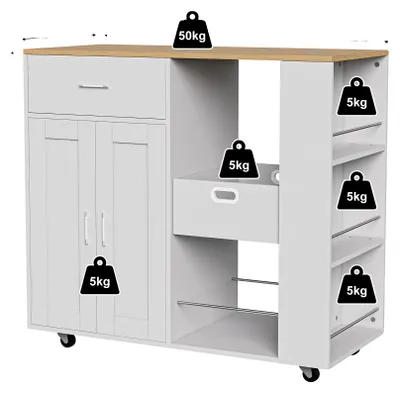 Obrázek produktu pro Kuchyňské skříňky, mobilní design, univerzální úložná řešení, 102 x 46 x 92 cm, bílá