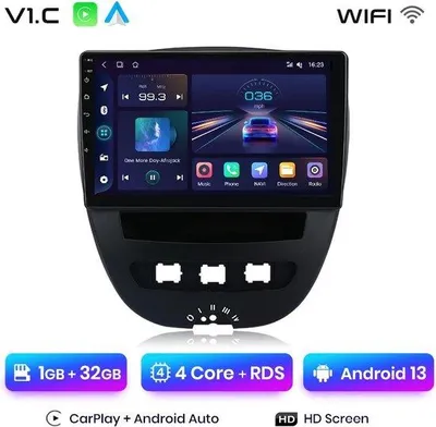 Obrázok produktu pre Autorádio s Apple CarPlay a Android Auto, funkciou Bluetooth, pre modely Peugeot 107, Toyota Aygo a Citroën C1