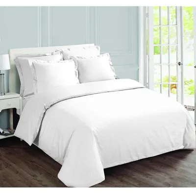 Zdjęcie produktu dla Pościel - Jednolita biała - 260 x 240 cm - 100% bawełna - 2 poszewki 65 x 65 cm
