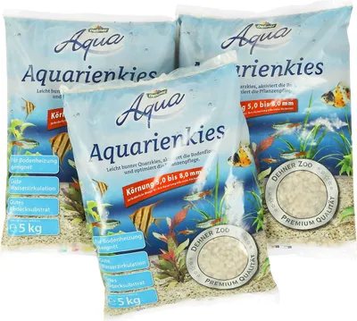 Produktbild von Dehner Aqua Aquarienkies, Körnung 5 - 8 mm, 3 x 5 kg (15 kg), weiß