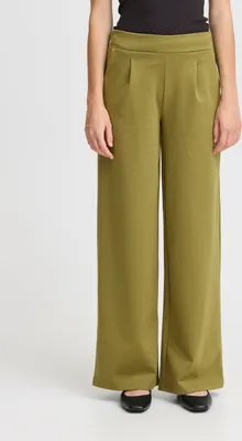 Produktbild von ICHI IHKate Damen Hose Stoffhose Culotte-Hose mit Stretch hoher Elastikbund weiter Schnitt Ziernäthe