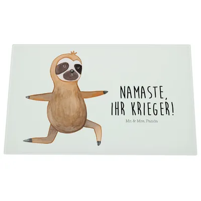 Produktbild von Mr. & Mrs. Panda schneidbrett Faultier Yoga - Weiß - Geschenk, Namaste, Schneidplatte Glas, Hackbrett, Schneidebrett Aus, Schneideplatte