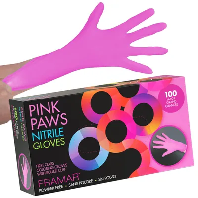 Image de FRAMAR Gants jetables roses - Gants en nitrile taille L, gants jetables taille L, gants en latex taille L, gants pour coiffeurs, gants jetables taille L, gants de lavage jetables, gants en nitrile, gants jetables - 100 pièces