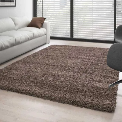 Produktbild von TapisTrend Zotteliger Teppich Mocca 120x170 cm Hochfloriger, einfarbig Mokka