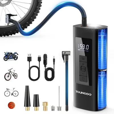 Productafbeelding van Elektrische fietspomp - 150 PSI - 6000 mAh - Voor alle ventielen
