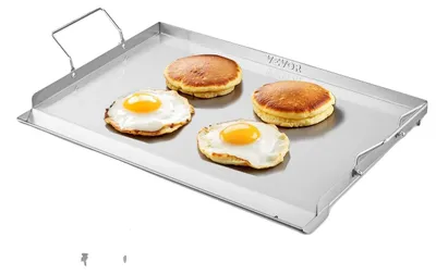 Imagen del producto de VEVOR Parrilla de Acero Inoxidable de Alta Calidad Universal Rectangular 585 x 365 mm con Superficie Plana, Plancha de Gas para Barbacoa, Utensilios de Cocina Familiares Portátiles con Asa, Plata