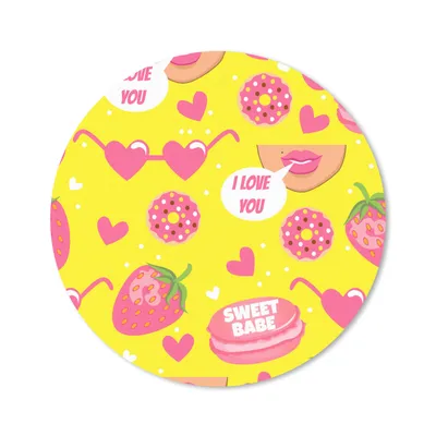 Produktbild von MuchoWow® Mauspad Mousepad Lebensmittel - Muster - Rosa 30x30 cm - Mousepads - Maus Mat - Pad - Mausunterlage - Tischunterlage - Schreibtischmatten