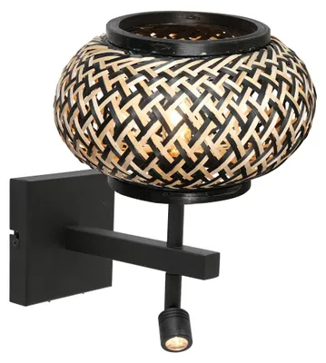 Zdjęcie produktu dla Kinkiet - czarny - Stang - bambus metal - lampka łóżkowa - LED_E27 - 4456ZW - Steinhauer