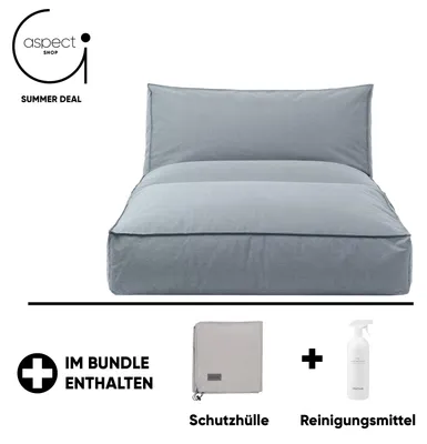 Immagine prodotto di Divano prendisole da esterno Blomus STAY, completo di copertina protettiva gratuita e detergente, modello Ocean, dimensioni 120 x 190 cm