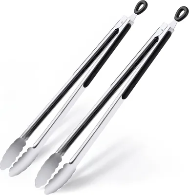 Produktbild von Grillzangen 43 cm, extra lange Edelstahlzangen, 2 Stück, für Grillen, BBQ