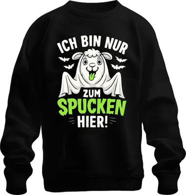 Immagine prodotto di I'm only here to spit Halloween llama saying Dolcetto o scherzetto Felpa unisex, nera, L
