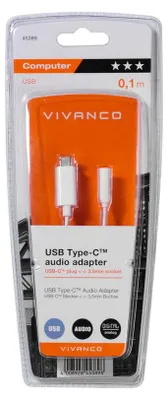 Obrázok produktu pre ViVanco™CC UC A 1 audio kábel 0,1 m 3,5 mm USB biely