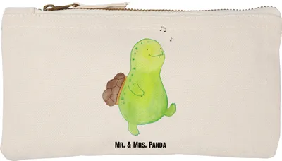 Produktbild von Mr. & Mrs. Panda Pouch Schildkröte Pfeifen Größe S Klein - Weiß - Geschenk, Fröhlich, Schildkröten, Kosmetiktasche, Motivation, Neuanfang, Federtasche, Etui, Glück