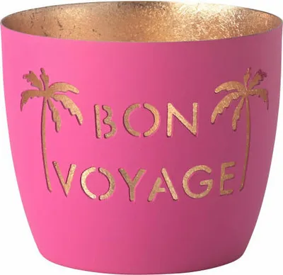 Image de Gift Company Madras Bon voyage M, photophore, porte-bougie, fer, néon pourpre / or, H 8.5 cm, 1156604082