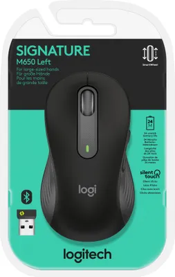 Obrázek produktu pro Logitech Signature M650 L, Pro leváky, Optický, Bluetooth, 4000 DPI, Grafit