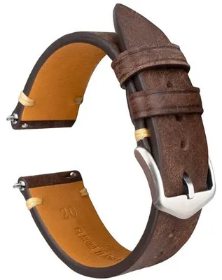 Produktbild von 18 mm Echt-Leder Armband mit brauner Metallschließe