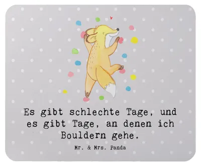Produktbild von Mr. & Mrs. Panda Mauspad Fuchs Bouldern - Grau Pastell - Geschenk, Mouse Pad, Klettern, laptop, Boulderhalle, Mousepad, pc, Kletterhalle