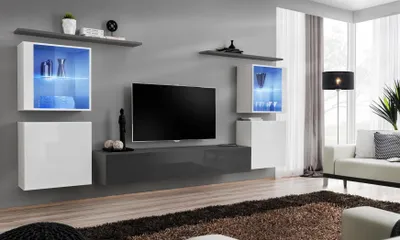 Produktbild von Set 7tlg. Wohnwand Luxus Sideboard TV Ständer Lowboard Wand Regale Wandschrank