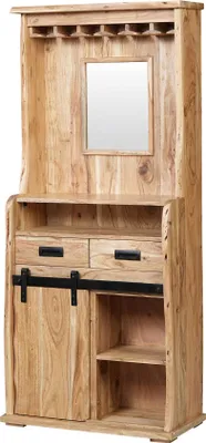 Produktbild von Weinschrank Baumkante 75 x 35 x 170 cm Akazienholz massiv naturfarben LIAN I