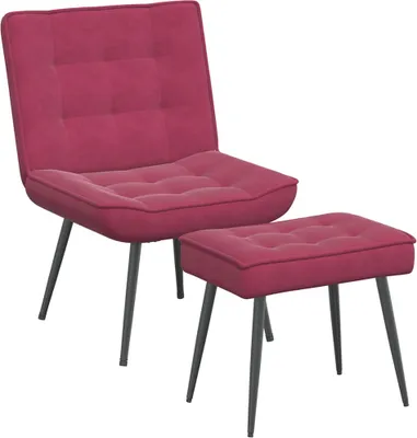 Produktbild von Relaxsessel mit Hocker Weinrot Samt