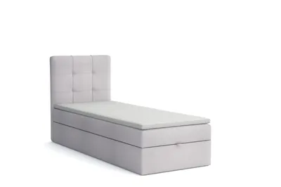 Produktbild von MR GROUP Boxspringbett NAPOLI 100x200cm Kinderbett, Jugendbett, Einzelbetten, Bett mit Stauraum, Polsterbett Matratze Topper H3 Schlafzimmer, hellgrau