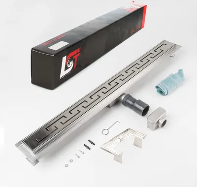Produktbild von Duschrinne griechisch Bogen 800x70mm Ablaufrinne mit Edelstahl Siphon Haarsieb