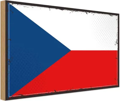 Produktbild von vianmo Holzschild 30x40 cm Tschechiens Retro Czech Republic Flagge Fahne Wappen