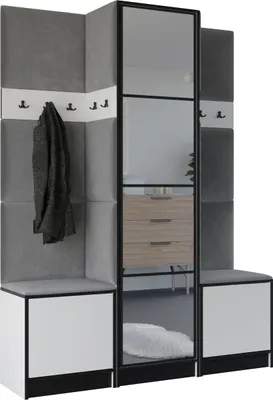 Produktbild von KIER FURNITURE Kleiderschrank EDEN, Schlafzimmer Schrank, Garderobeschrank, Flurschrank Weiß & Grau 159,6x205x39 cm