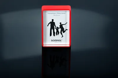 Produktbild von Doppelseitiger Bilderrahmen aus Doppelglas 3D Fotorahmen MINI rot groß Glas Silikonband