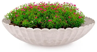 Image de Jardinière pour l'extérieur Jardinière décorative ronde sable beige marbré 35 cm