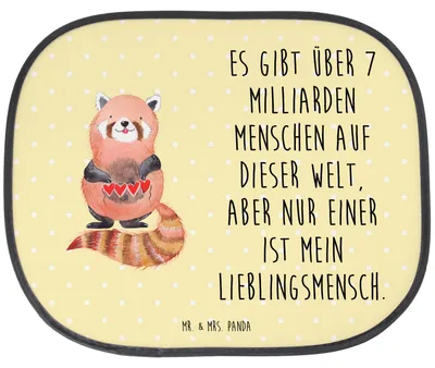Produktbild von Mr. & Mrs. Panda autofenster sonnenschutz Roter Panda - Gelb Pastell - Geschenk, Scheibenschutz Auto, Sonnenblende, Liebe, hitzeschutz, Lustige Sprüche, Lieblingsmensch