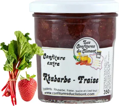 Obrázok produktu pre Les Confitures du Climont Rebarborovo-jahodový džem extra 350g Ručná výroba