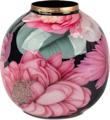 Produktbild von Deko Vase Tischvase Blumenvase Metall Kugelvase Bodenvase Skulptur Figur Objekt