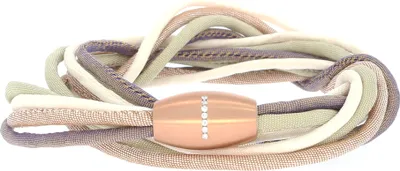 Produktbild von 516052G2 Seidenarmband braun/crème/grün mit 7 Brillanten Magnetverschluss Längen zur Wahl XEN