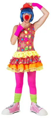 Produktbild von Clown Miley Kostüm für Damen - Buntes Zirkus Kleid mit Sternen Größe: 32/34