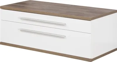 Produktbild von FACKELMANN Waschtischunterschrank STANFORD ohne Beckenausschnitt / Soft-Close-System / Maße (B x H x T): ca. 110 x 41 x 50 cm / hochwertiger Schrank / Korpus: Weiß / Front: Weiß / Abdeckplatte: Braun hell