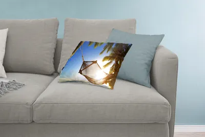 Produktbild von MuchoWow® Zierkissen Sofakissen Wohnzimmer Dekokissen 60x40 cm Hängematte - Strand - Sonne - Kopfkissen - Polster mit Foto