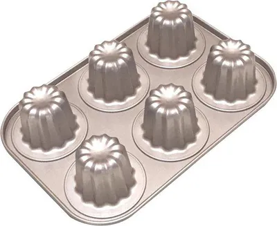 Zdjęcie produktu dla Mini foremki do wypieku ciast Canelés - nieprzywierająca forma do pieczenia - 6 komór - stal węglowa