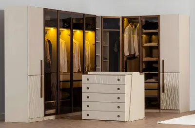 Image de Armoire d'angle Armoire Commode Armoire En bois Beige Ensemble