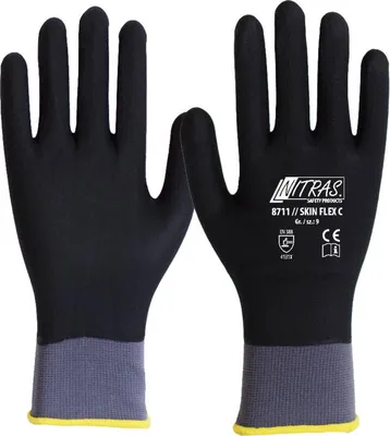 Produktbild von Arbeitshandschuhe | 12 Paar Nitras Skin Flex C Strickhandschuhe | Gr. 11