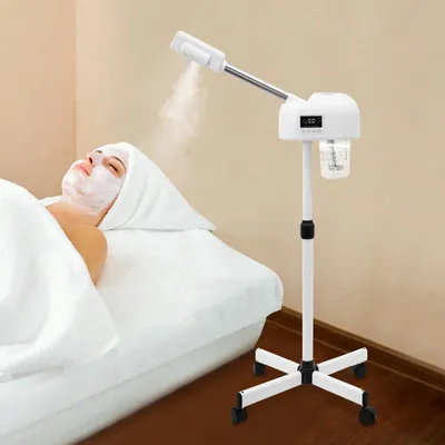 Image de Appareil de vaporisation faciale - Ozone Nano-Ion - Vapeur chaude - Écran LCD - Réglable en hauteur - Électrique - Pour salon et domicile -  CE - Ivoire