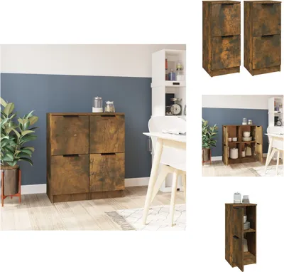 Produktbild von vidaXL Sideboards 2 Stk. Räuchereiche 30x30x70 cm Holzwerkstoff -  Sideboards