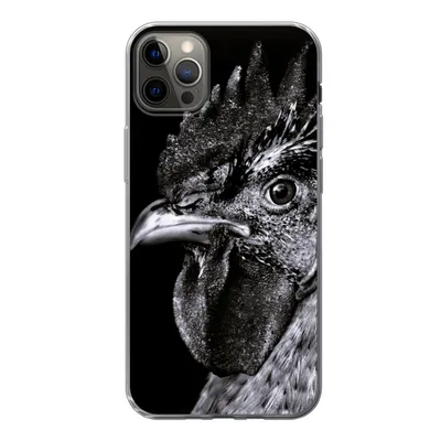 Produktbild von MuchoWow® Handyhülle Schutzhülle Hülle für iPhone 13 Pro Max Hahn - Vogel - Schwarz - Weiß Silikon Softcase Handy Hülle - Mobiltelefon