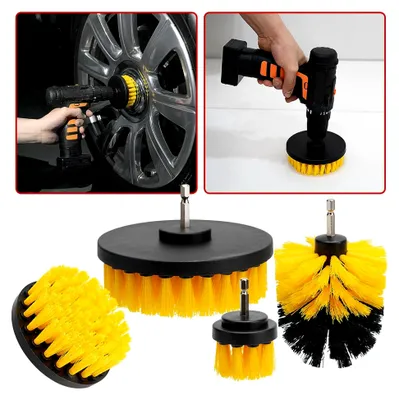 Produktbild von Reinigungsbürsten-Set für Akkuschrauber und Bohrmaschinen, gelb/schwarz
