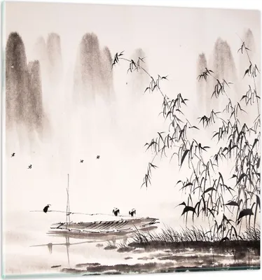 Produktbild von Bilder auf glas - Bambus schwarz China - 70x70cm - Glasbilder - Wandbilder - Kunstdruck - zum Aufhängen bereit - Wanddekoration aus Glas - Glas Bilder - Wandbild auf Glas - Einteilig - GAC70x70-3116