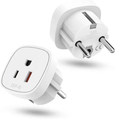 Produktbild von Reiseadapter-Set – Steckeradapter – für den Anschluss von Geräten – sicher und kompakt – 2 Stück – weiß