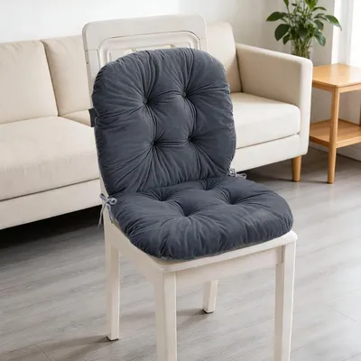 Image de Omgoods - Chaise de jardin avec dossier haut et coussin (gris)