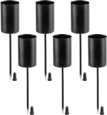 Produktbild von Ø 2,5 cm Kerzenhalter – Set mit 6 Stück – Leuchthalter – Stabkerzenhalter – Schwarz – Lichtanschluss – Kerzenlicht – Kerzenleuchter